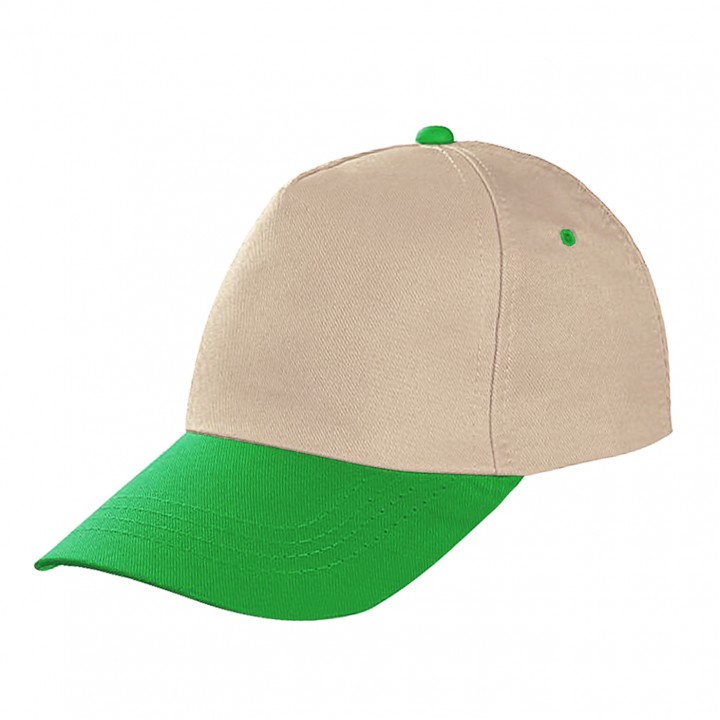 Yeşil Siperli Bej Gövdeli 5 Panel Avantaj Promosyon Şapkası